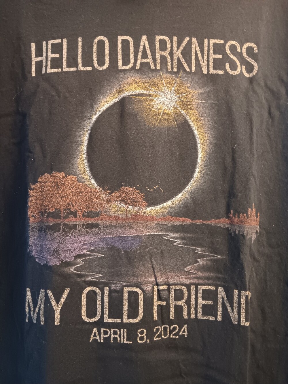 Gildan Black Graphic Tee with White Distressed Text